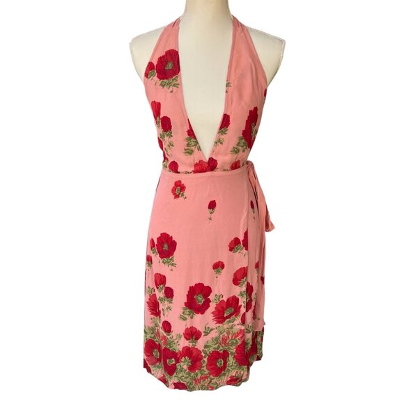 Reformation Dresses & Skirts - Reformation Johnson Floral Halter Wrap Dress Pink Size XS
